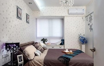 歐式藍色時尚70平米小戶型臥室背景墻裝修效果圖