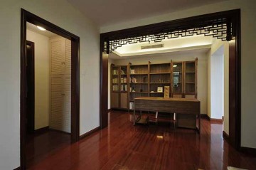 傳統(tǒng)原木色中式風格100平米二居室書房背景墻裝修效果圖