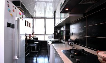 質(zhì)樸混搭中式風格90平米二居室廚房櫥柜裝修效果圖