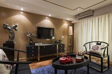 時尚雅致中式風格130平米四居室客廳電視背景墻裝修效果圖